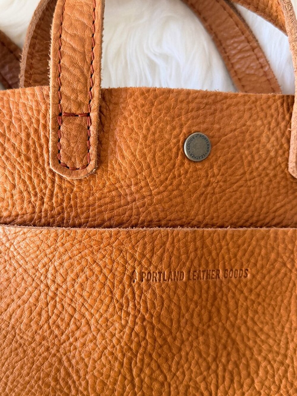 Portland Leather Goods Mini Crossbody Tote Bag Dune Tan Full Grain Leather - Picture 3 of 10